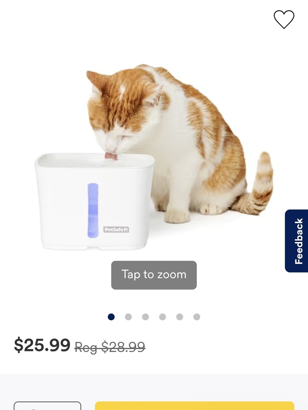 PetSafe White Cat Water Fountain with Blue Accent Stainless Steel Tray